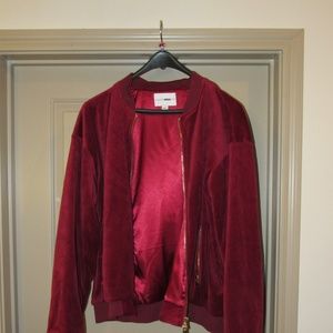 Burgandy Velvet Bomber Jacket